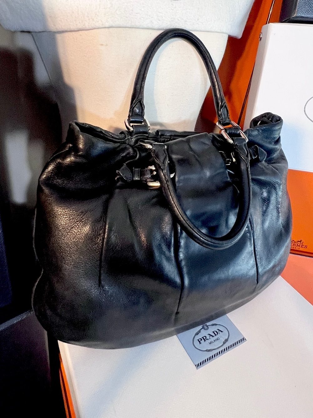 Prada! Black soft buttery Leather
Handbag! Offers always welcome!⭐️ - Picture 7 of 14
